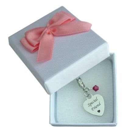 Engraved Special Friend Charm with Birthstone