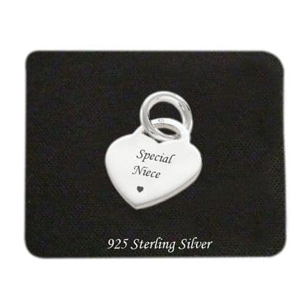 Engraved Special Niece Heart Charm, Sterling Silver