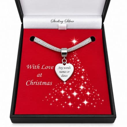 Engraved Sterling Silver Charm in Christmas Gift Box, fits Pandora