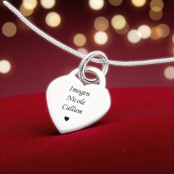 Engraved Sterling Silver Heart Necklace | Charming Engraving
