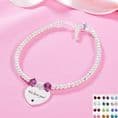 Engraved Stg Silver Bead Bracelet with Birthstones | Charming Engraving