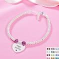 Engraved Stg Silver Bead Bracelet with Birthstones | Charming Engraving