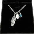 Feather and Birthstone Necklace with Engraving | Charming Engraving