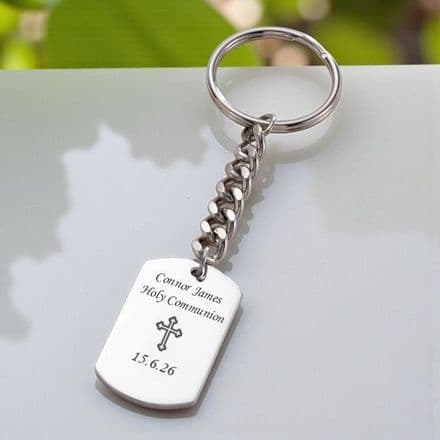 First Holy Communion Dog Tag Key Ring