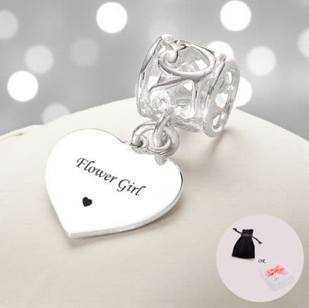 Flower Girl Heart Charm, Sterling Silver, for Pandora