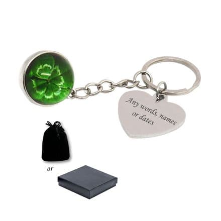 Four Leafed Clover Key Ring with Engraving