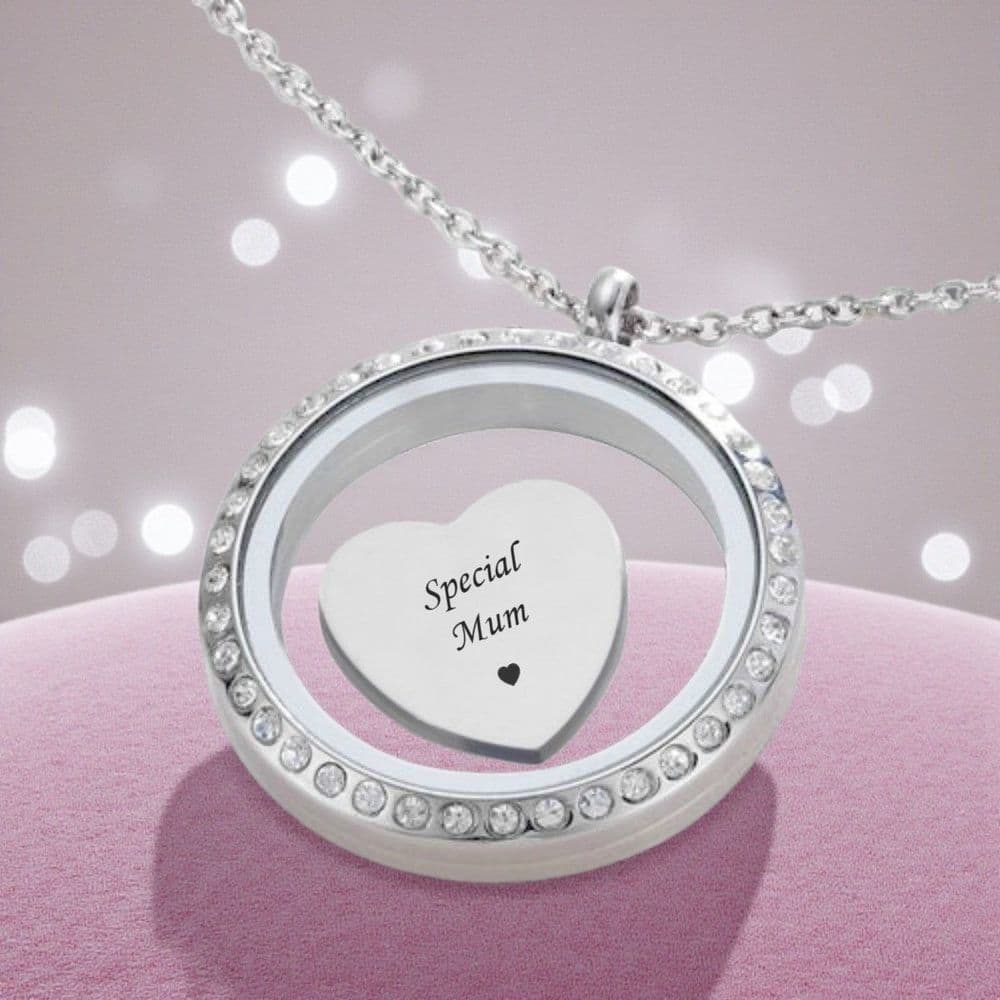 Glass Locket with Engraved Charm Charming Engraving