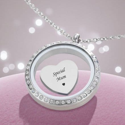 Glass Locket with Engraved Charm