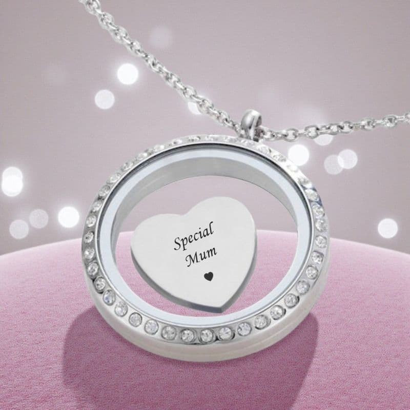 Glass Locket with Engraved Charm | Charming Engraving