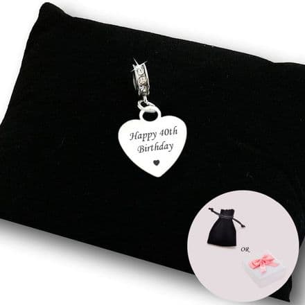 Happy 40th Birthday Bracelet Charm