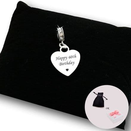 Happy 60th Birthday, Engraved Bracelet Charm
