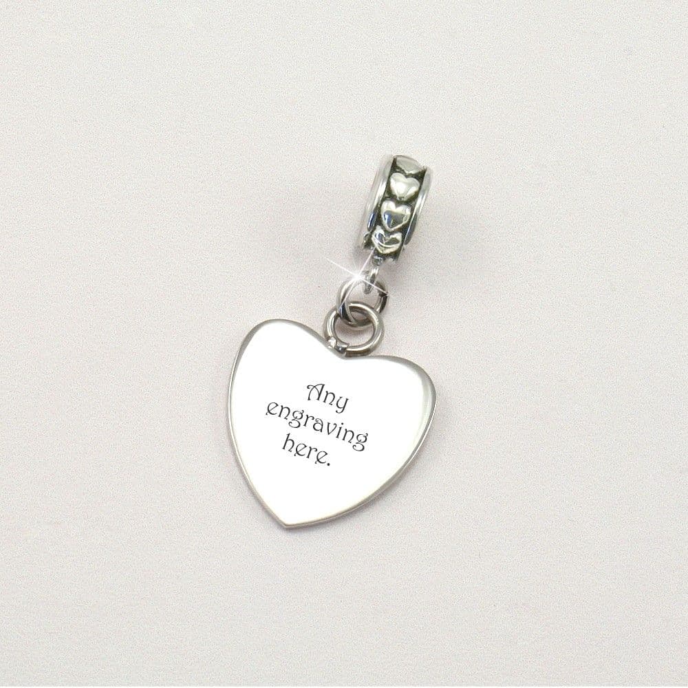 Heart Bail & Charm, fits Pandora, Any Engraving Charming Engraving