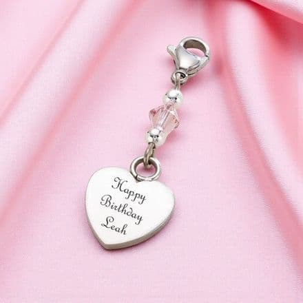 Heart & Birthstone Bag Charm with lobster clasp