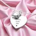 Heart Charm on Heart Necklace - Sterling Silver | Charming Engraving