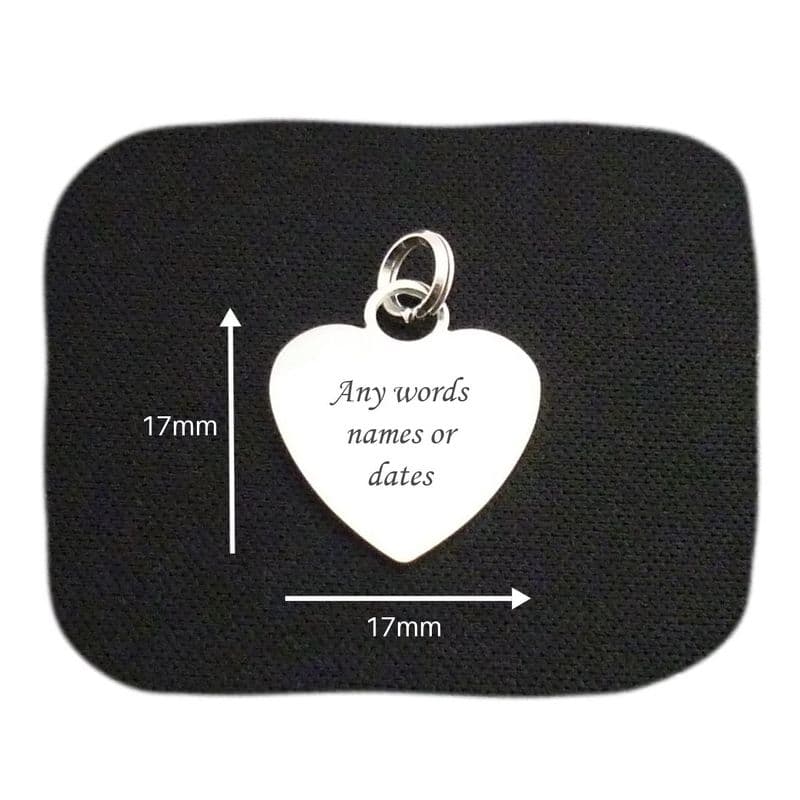 Heart charm, Steel, on split ring, Any Engraving. | Charming Engraving