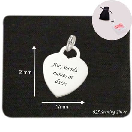 Heart charm Sterling Silver, Any Engraving