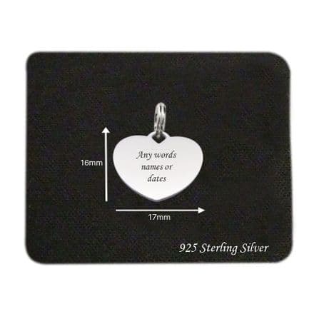 Heart charm, Sterling Silver, Any Engraving