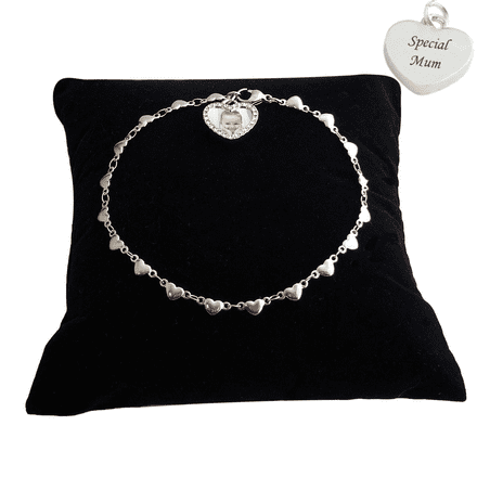 Heart Link Bracelet with Photo Charm and Optional Engraving, Personalised