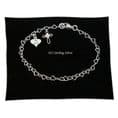 Heart Link Chain Bracelet with Cross Charm and Engraved Heart Tag, Sterling Silver | Charming Engraving