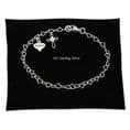 Heart Link Chain Bracelet with Cross Charm and Engraved Heart Tag, Sterling Silver | Charming Engraving