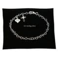 Heart Link Chain Bracelet with Cross Charm and Engraved Heart Tag, Sterling Silver | Charming Engraving