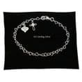 Heart Link Chain Bracelet with Cross Charm and Engraved Heart Tag, Sterling Silver | Charming Engraving