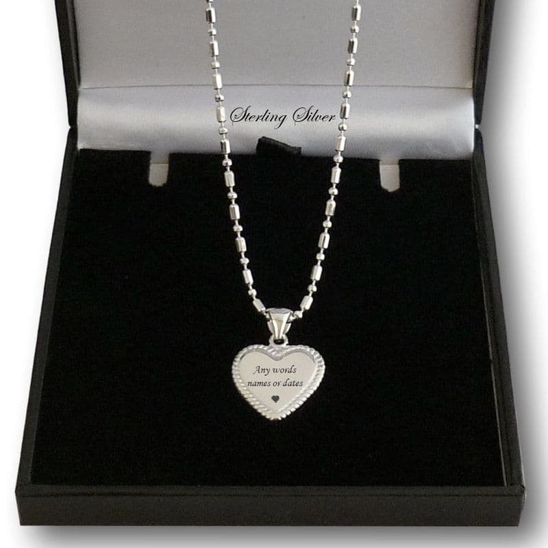 Heart Necklace, 925 Sterling Silver, Personalised with Engraving | Charming Engraving