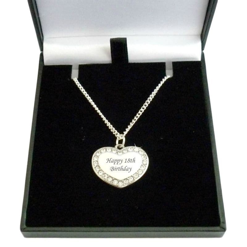 Heart Necklace with Engraving and Crystals | Charming Engraving