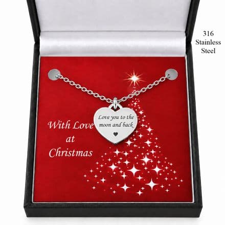 Heart Necklace with Engraving for Christmas