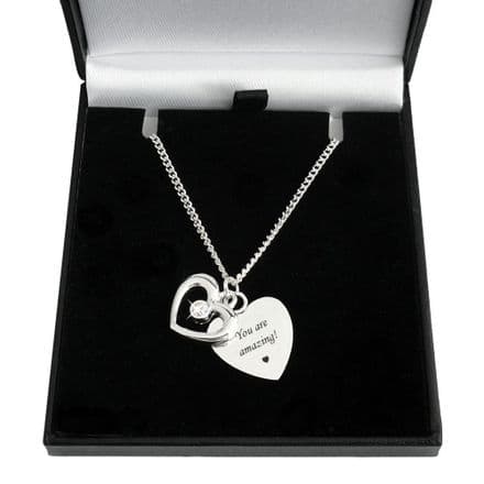 Heart with Open Heart Engraved Necklace