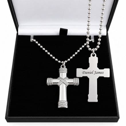 High Grade Stainless Steel, Large Cross Necklace, Personalised with Engraving