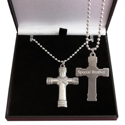 High Grade Stainless Steel, Large Cross Necklace, Personalised with Engraving
