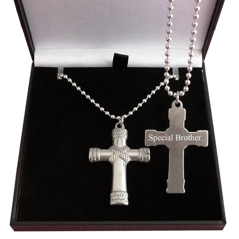 High Grade Stainless Steel, Large Cross Necklace, Personalised with Engraving | Charming Engraving