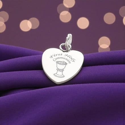 Holy Communion Chalice on Heart Charm