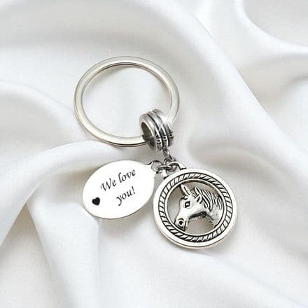 Horse Head Key Ring with Engraving
