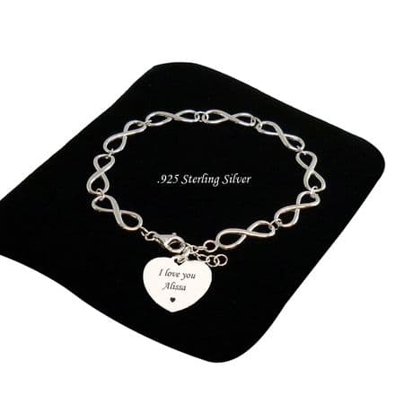 Infinity Links Bracelet with Engraving, Sterling Silver