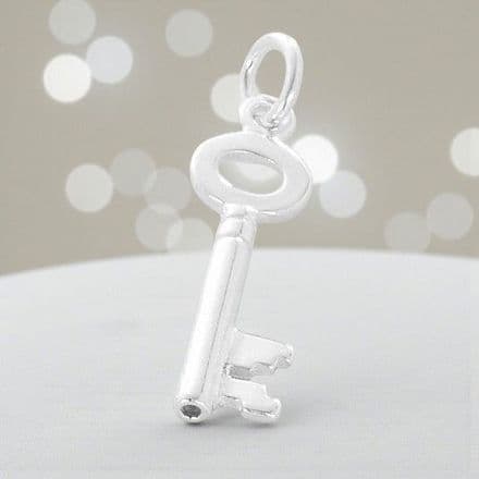 Key Charm, Sterling silver on Clasp, Split Ring or Bail