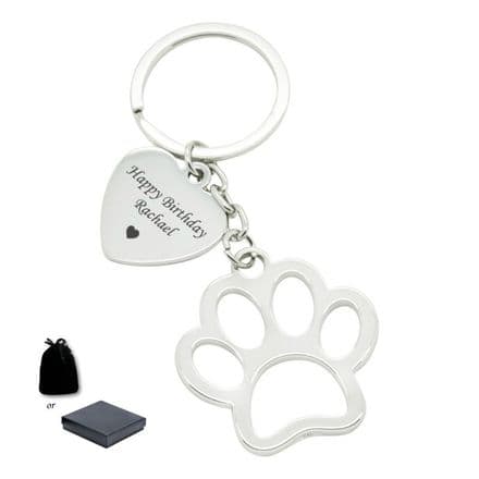 Large Paw Key Ring with Engraving