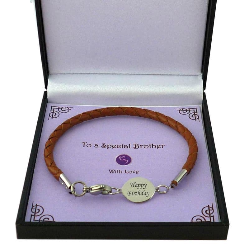 Leather Bracelet for Man. Engraved Gift for Daddy, Son etc Charming Engraving