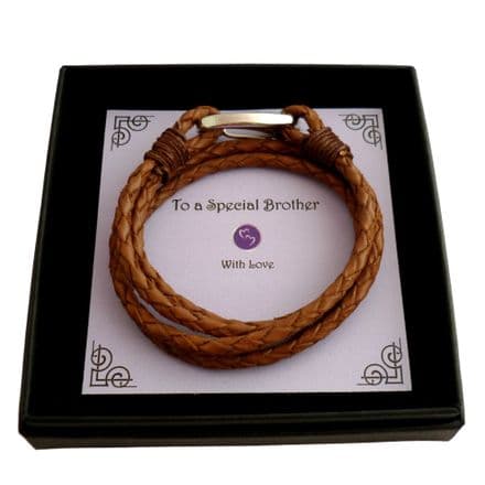 Leather Wrap Bracelet for Man. Gift for Brother, Best Man etc