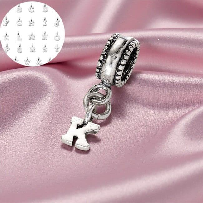 Letter Initial Charm Sterling Silver fits Pandora | Charming Engraving