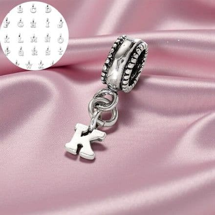 Letter Initial Charm Sterling Silver fits Pandora