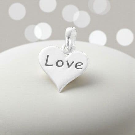 Love Heart Charm, Sterling silver on Clasp, Ring or Bail