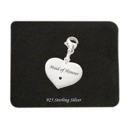 Maid of Honour silver heart charm with lobster clasp