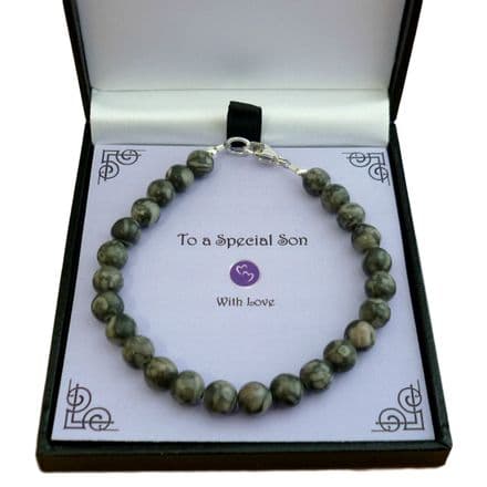 Man's Agate Bracelet, Optional Engraving