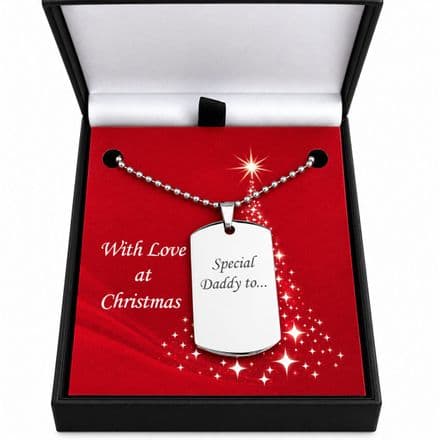 Man's Engraved Dogtag Necklace in Christmas Box