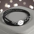 Man's Leather Wrap Bracelet with Engravable Link | Charming Engraving