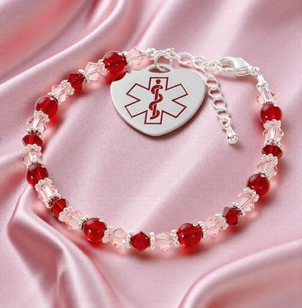 Medical Bracelet with Custom Engraved Heart