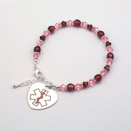 Medical Bracelet with Custom Engraved Heart