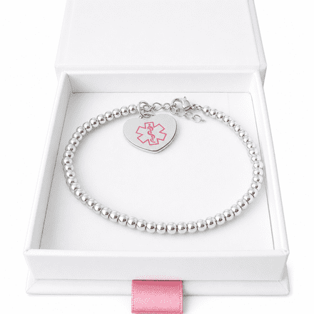 Medical Bracelet with Steel Beads for Women or Girls